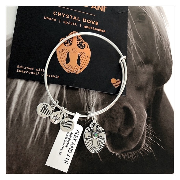 Alex & Ani Crystal Dove Silver Bracelet - Picture 1 of 4